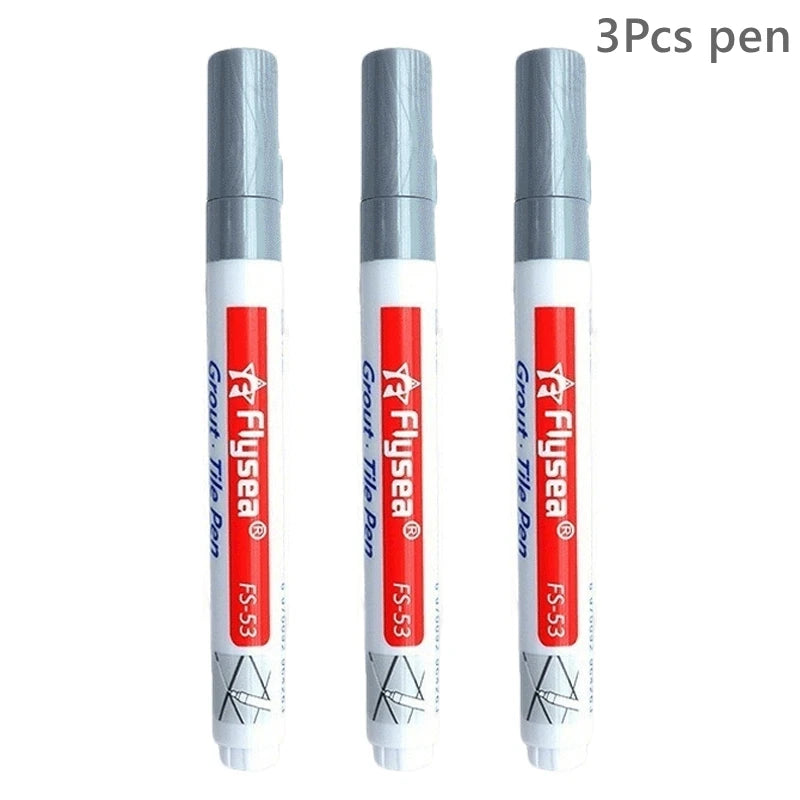 3-pack grout pens for tile seams; waterproof tile markers with white bodies and gray caps
