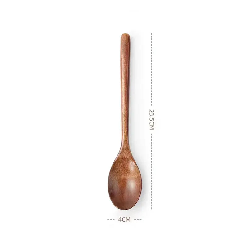 Two Piece Wooden Spoon Tableware Set Natural Phoebe Wood Kitchen Utensils For Cooking And Serving Soup Tea Dessert