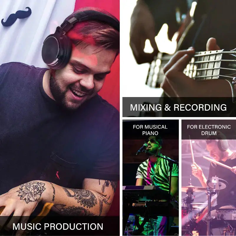 Oneodio wired professional studio headphones with microphone; over-ear, black, Simples Market.