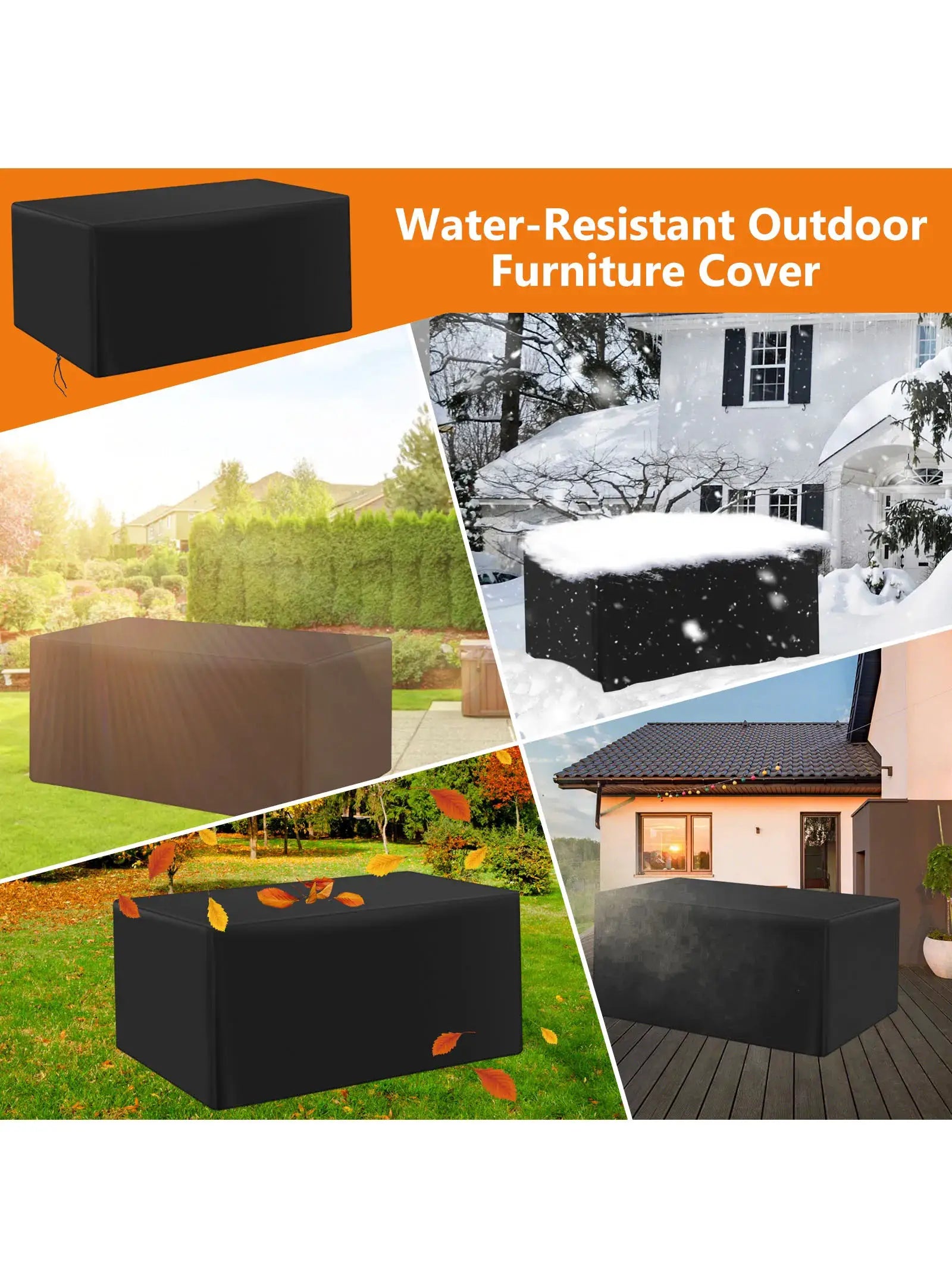 Heavy-duty waterproof rectangular outdoor furniture cover for sofa, table and chairs by Simples Market.