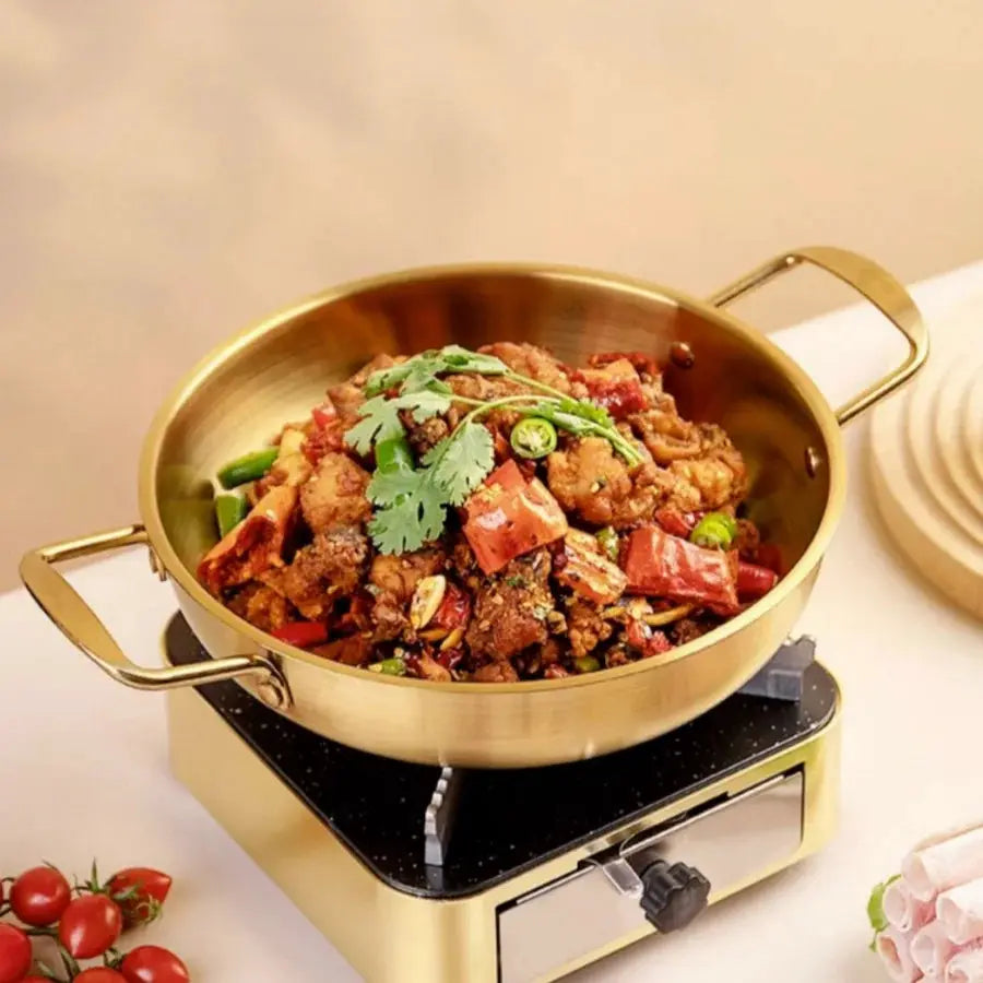 StellarChef Stainless Steel Saucepan and Dry Pot Set With Handle for Paella Seafood Rice and More