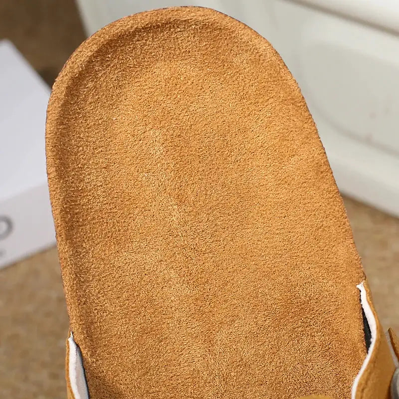Cork clogs with arch support; tan brown cork footbed casual footwear