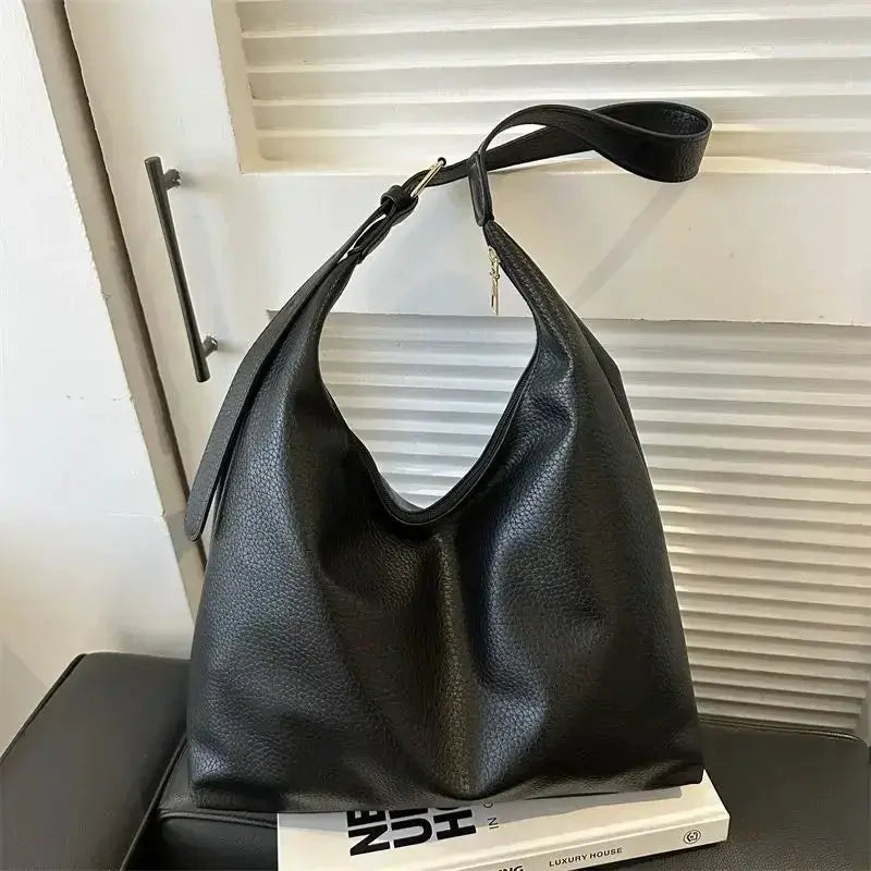 Womens PU Leather Tote Bag High Capacity Polyester Lining Stylish Everyday Carryall Handbag