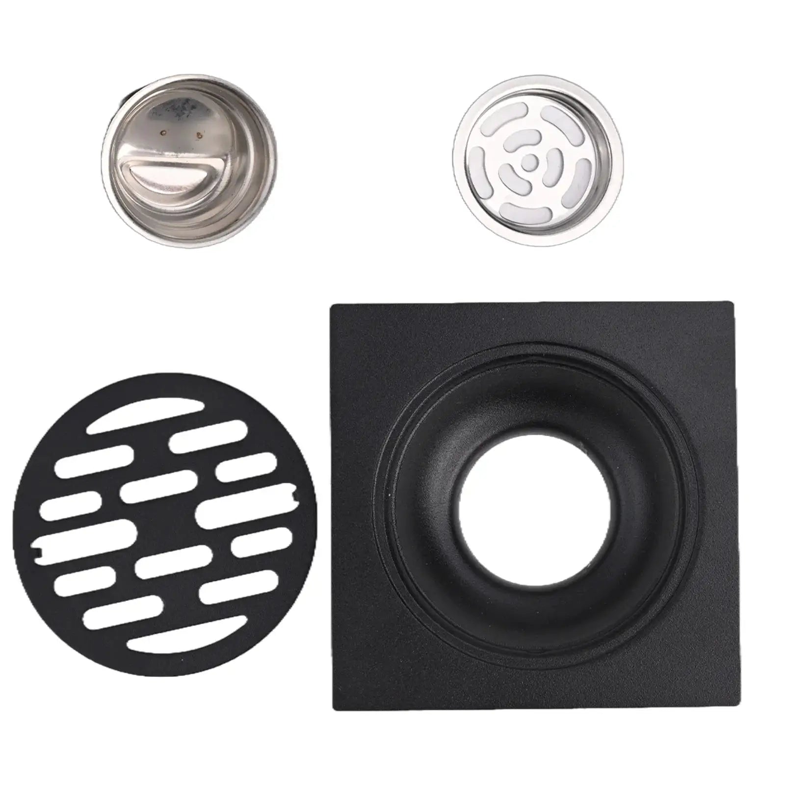 4-piece shower floor drain backflow preventer kit with stainless steel insert and anti-odor cover, Simples Market
