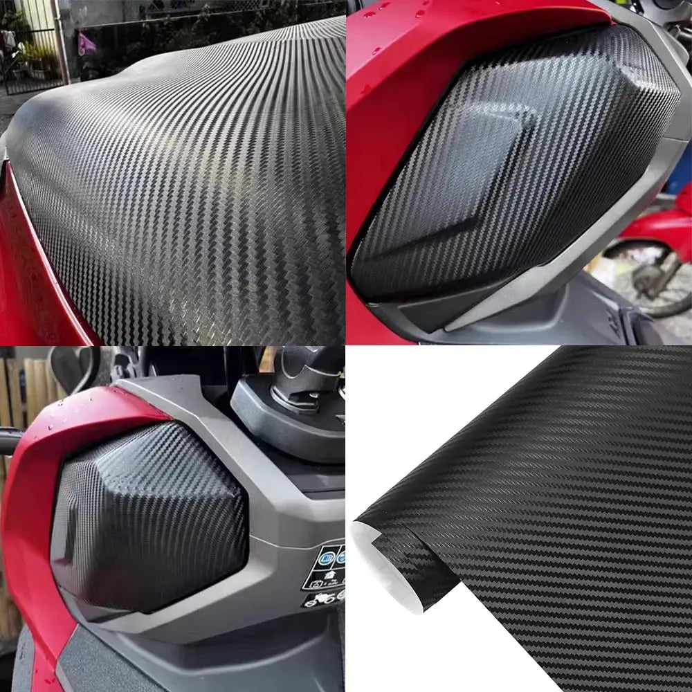 3D carbon fiber black vinyl wrap for cars and motorcycles; adhesive PVC body film by Simples Market