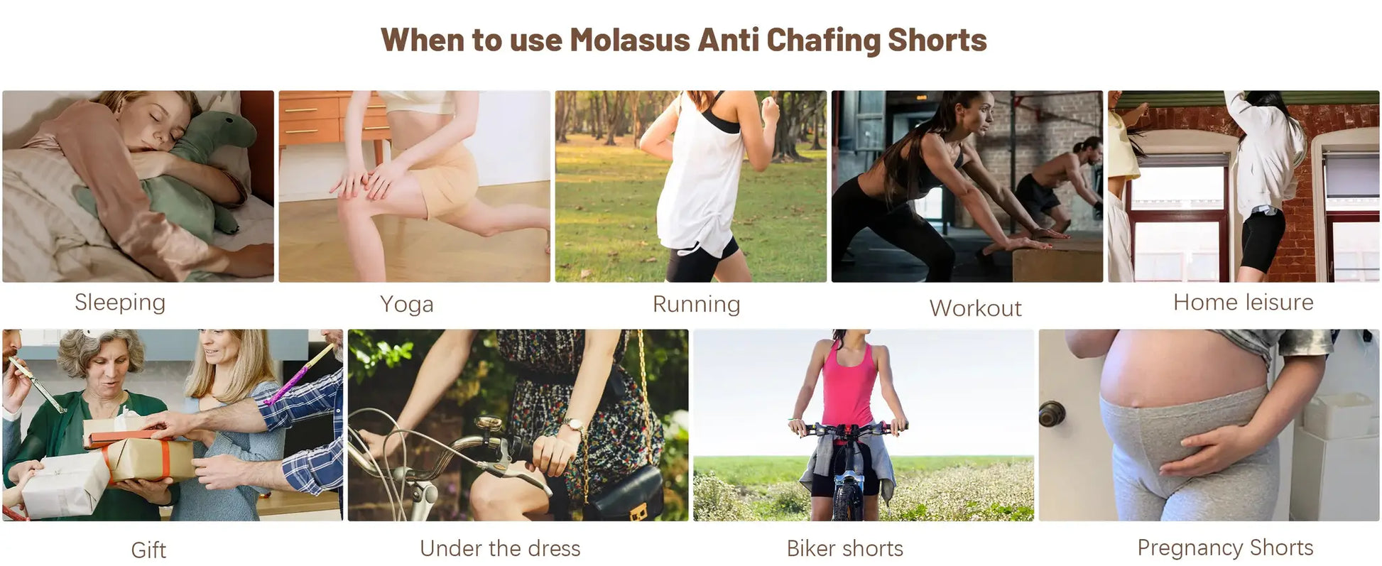 Molasus women's cotton panties biker shorts boxer briefs; high-waisted anti-chafing underwear by Simples Market