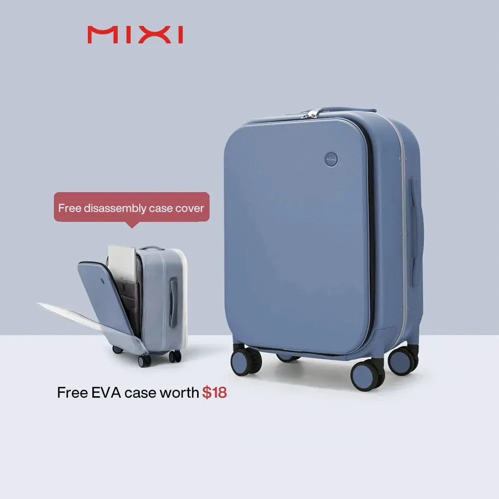 Simples Market Mixi aluminum-frame blue carry-on suitcase, rolling luggage with detachable EVA case