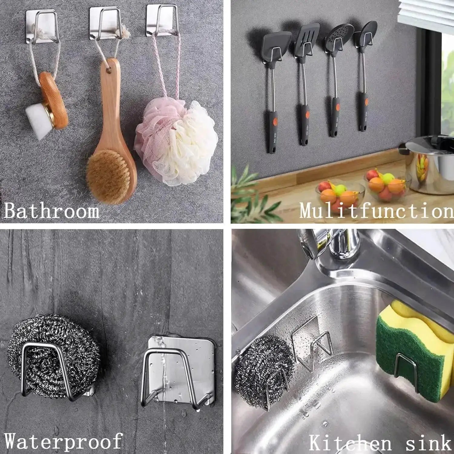 Stainless Steel Wall Mounted Non Perforated Storage Rack for Pot Lids Cutting Boards and Cabinet Organization
