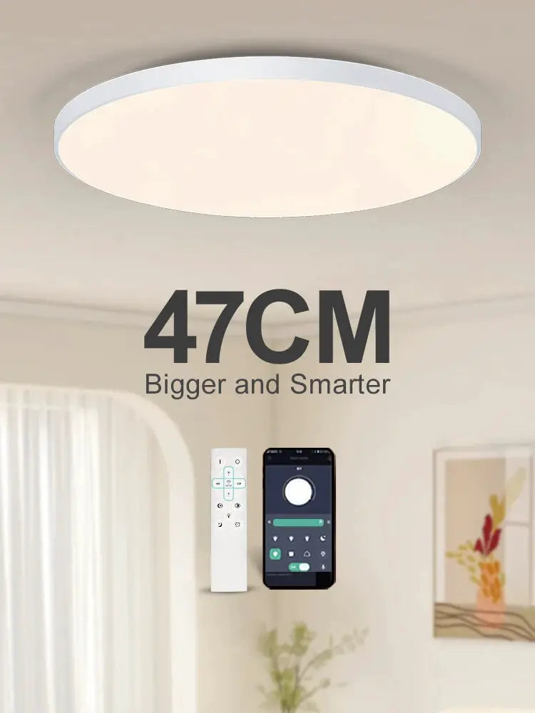 MARPOU smart ceiling lamp, white, remote-controlled, dimmable LED ceiling light