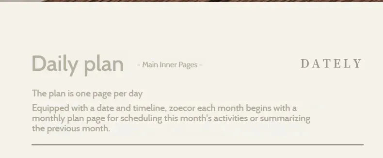 Kinbor Notebook 2026 Planner by Simples Market, beige interior with daily plan layout, A5/A6 size
