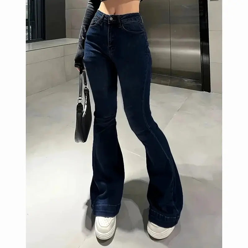 2025 High Waist Flared Bootcut Jeans Women Stretch Denim Bellbottoms