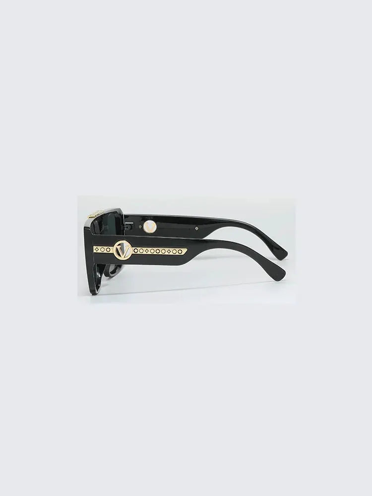 Men's Classic Retro Black Square Frame Sunglasses With Exquisite Temple Pattern Decoration Fashionable And Trendy