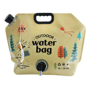Collapsible water bag for outdoor use; beige 5L/10L water storage with spout
