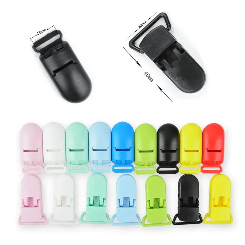 LOFCA Baby Pacifier Clips Set 10 Pieces 15mm and 20mm Plastic Clasps Colorful DIY Toy Jewelry Making