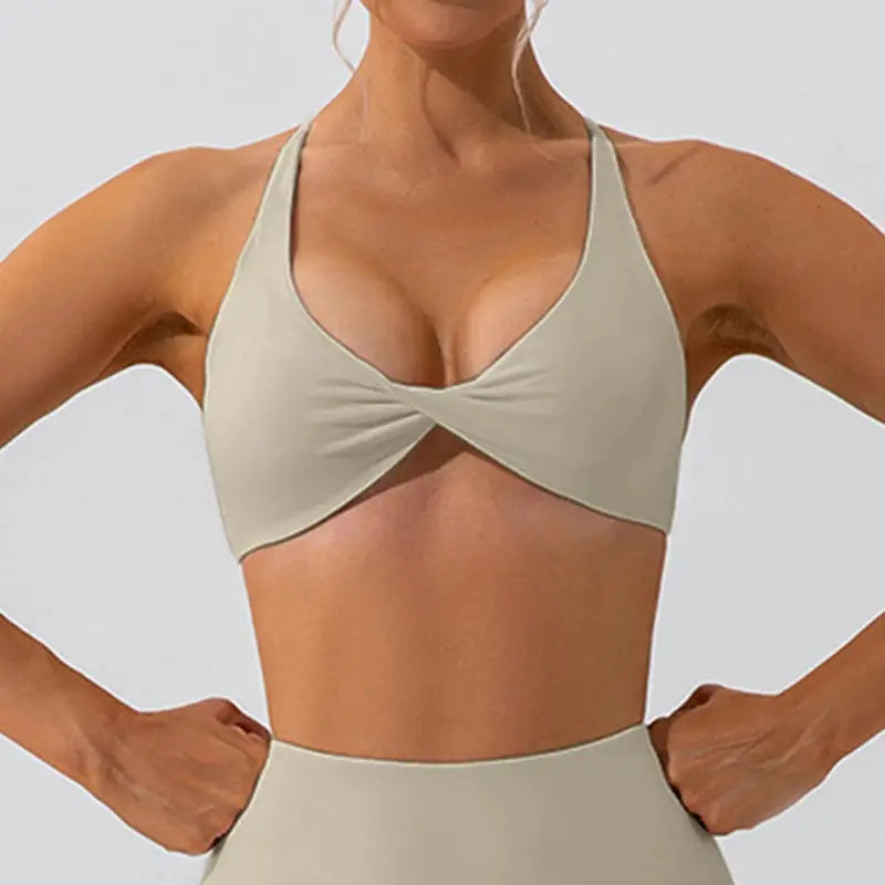 VivaSport Womens Breathable Quick Dry Nylon Spandex Sports Bra For Yoga Running Back Cross Support All Day Comfort