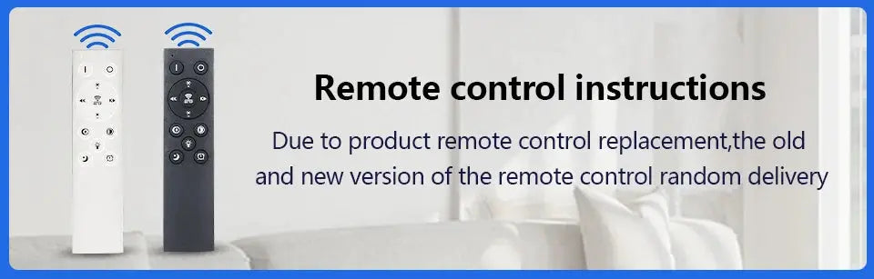 Remote controls, white and black, on a light sofa with a remote control instructions banner