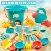 18 Piece Beach Sand Toy Set Durable Plastic Outdoor Sand Play Tools For Boys And Girls Summer Holiday Gift