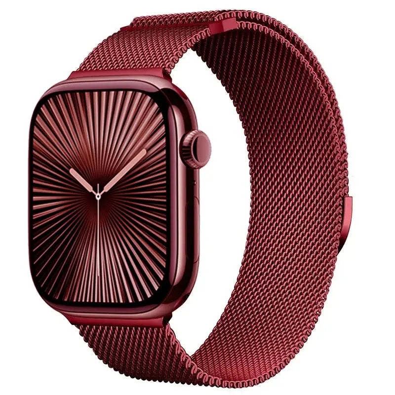 Simples Market red metal Milanese Apple Watch strap with magnetic clasp for 40-49mm models