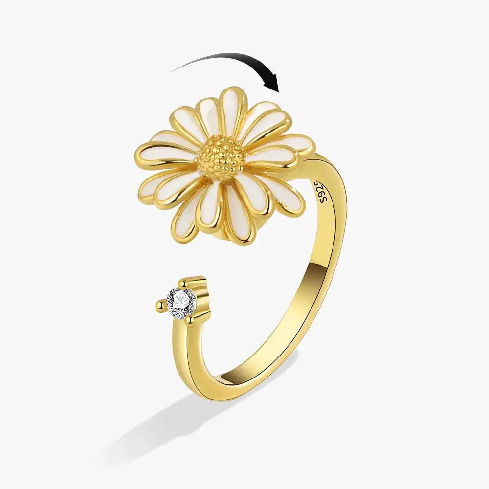 SMJEL Fidget Spinner Ring for Women Crystal Flower Eye Butterfly Animal Motifs Stress Relief Wedding Jewelry