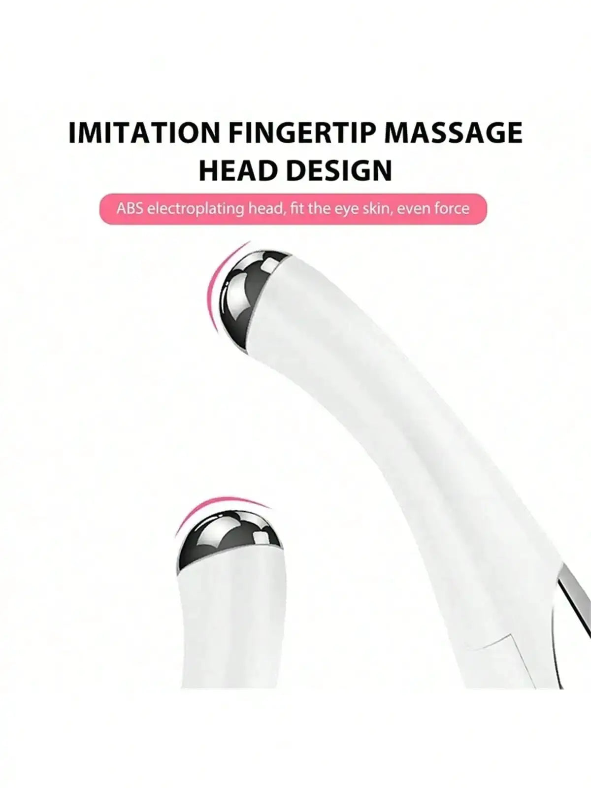 Simples Market electric eye massager pen, white curved device with silver tip heads.