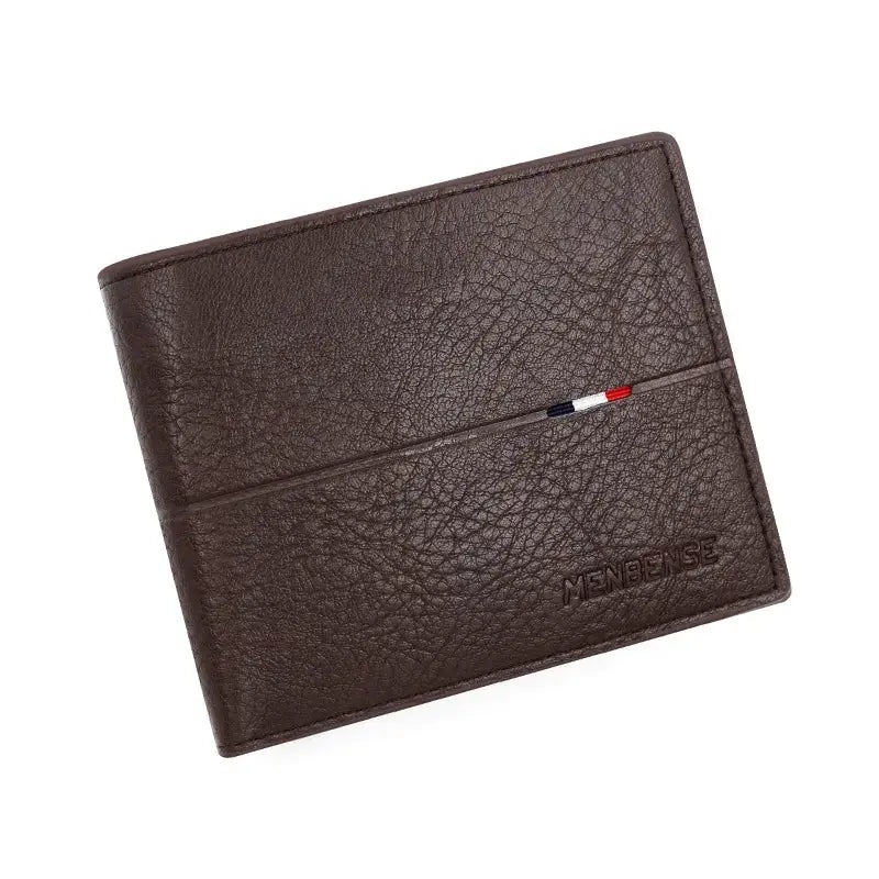 Brown PU leather slim bifold wallet for men by Simples Market