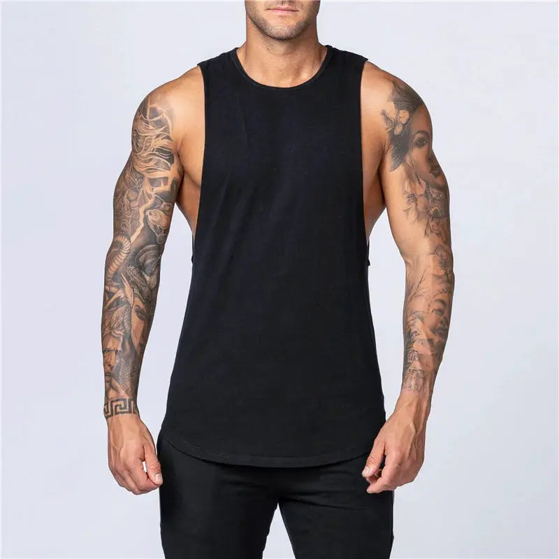 Men's Cotton Tank Top Breathable Sleeveless Gym Vest O Neck Casual Muscle Shirt For Summer Fitness