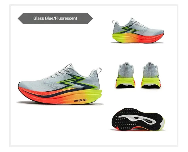 361 Degrees Flame 4.0 MIX men's running shoes in glass blue/fluorescent with gradient rainbow sole