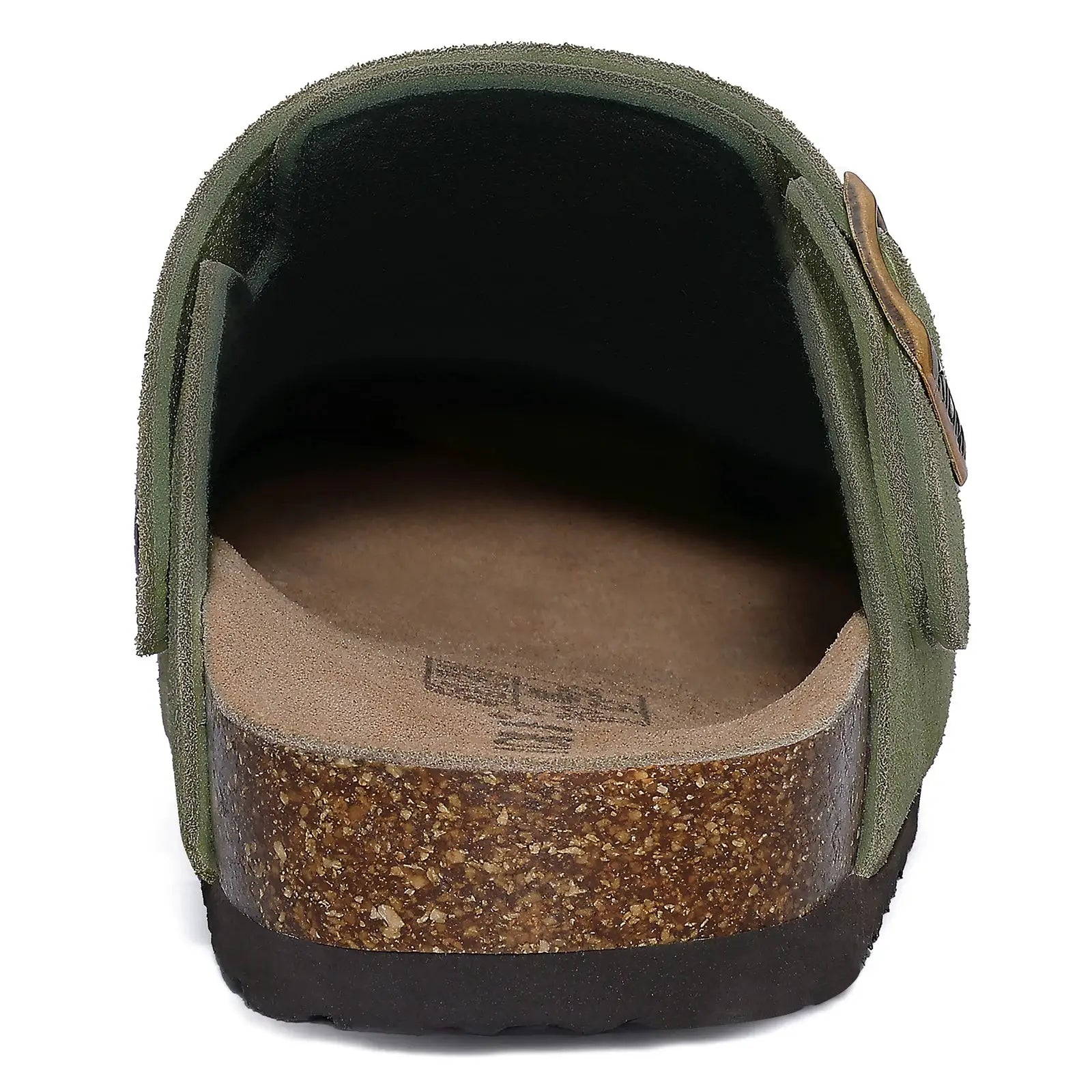 Litfun suede women's clogs with adjustable strap and cork footbed in green