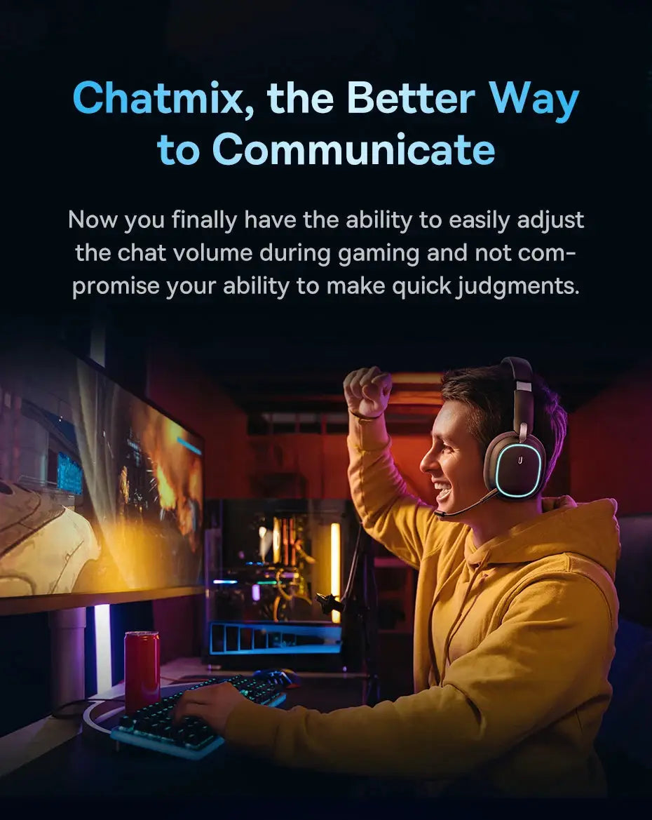 Baseus GH02 gaming wireless headset with mic, over-ear, RGB lighting
