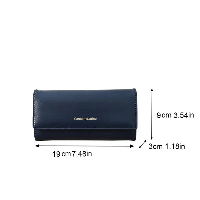 Simples Market navy blue PU leather long wallet with fold-over flap and card holder