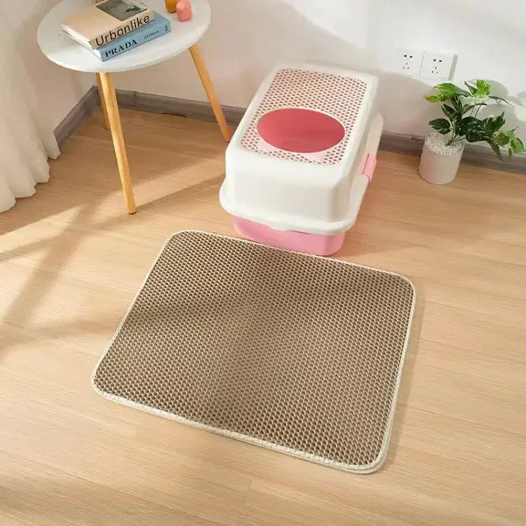 Double Layer Cat Litter Mat Waterproof Non Slip Pet Litter Box Mat Washable Bed Pad With Gift