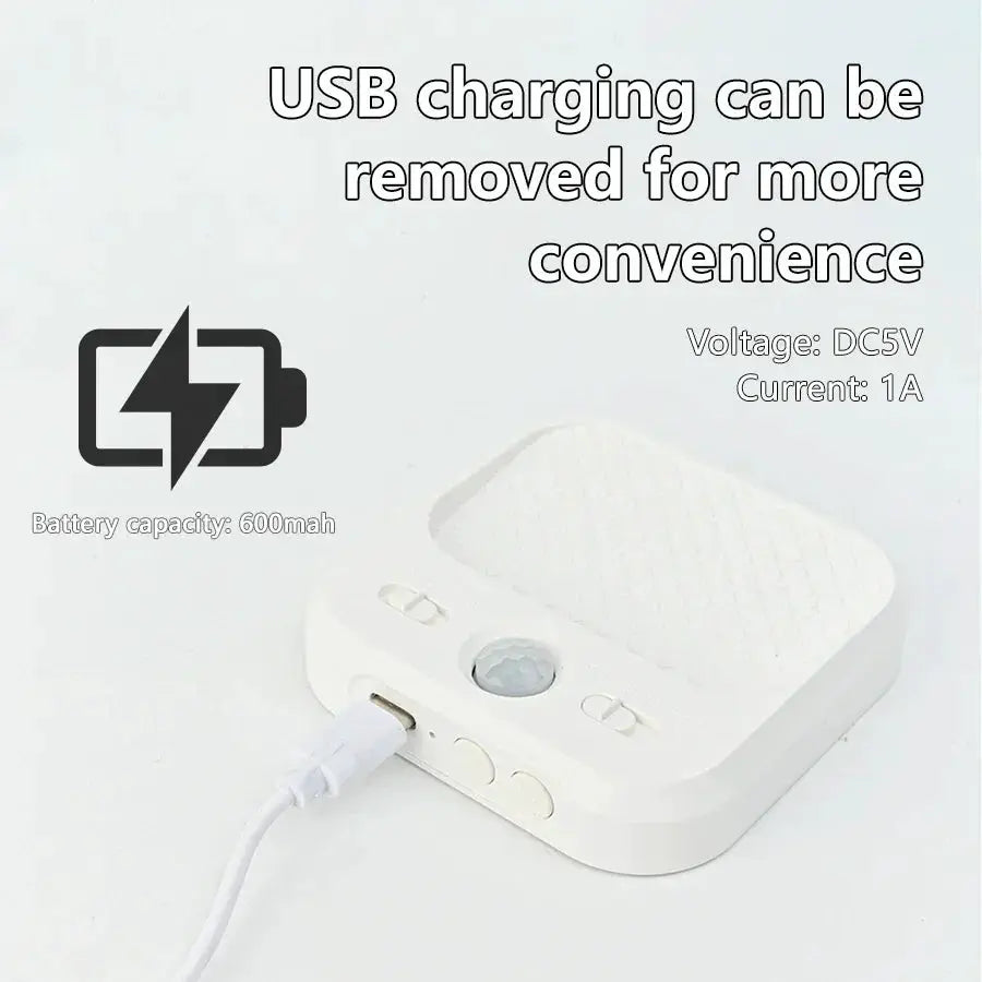 Motion sensor LED night light by Simples Market, white, rechargeable magnet-stick-on design.