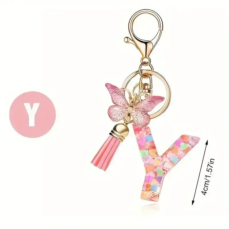 Customizable A To Z Letter Keychain With Resin Pendant Metal Holder Lobster Clasp For Keys Bags And Cars