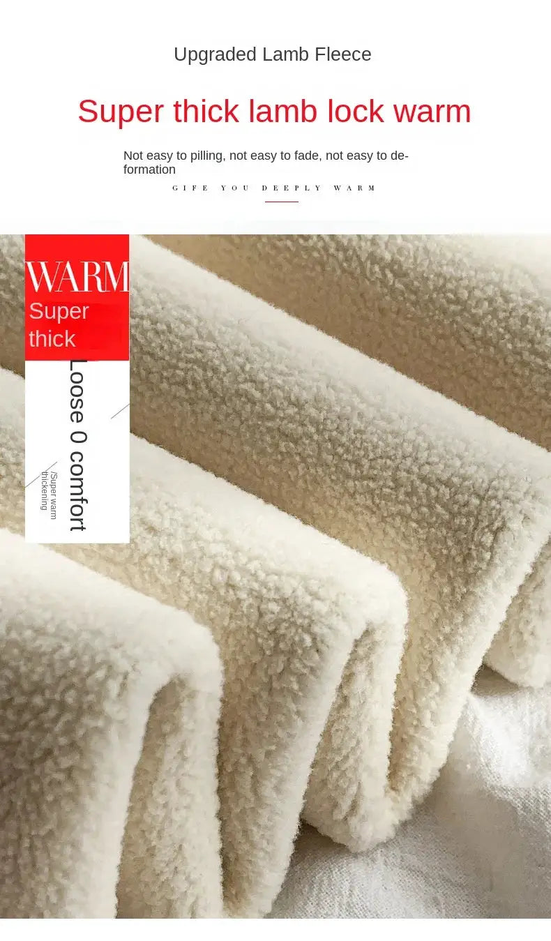 Winter warm leggings for women by Simples Market; high-waisted, thick fleece-thermal pants in cream