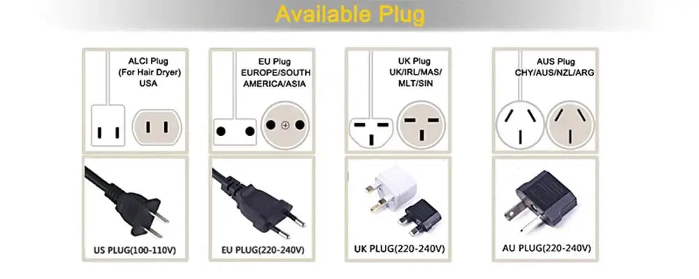 Simples Market 5-in-1 hair dryer brush set with US/EU/UK/AU plug adapters