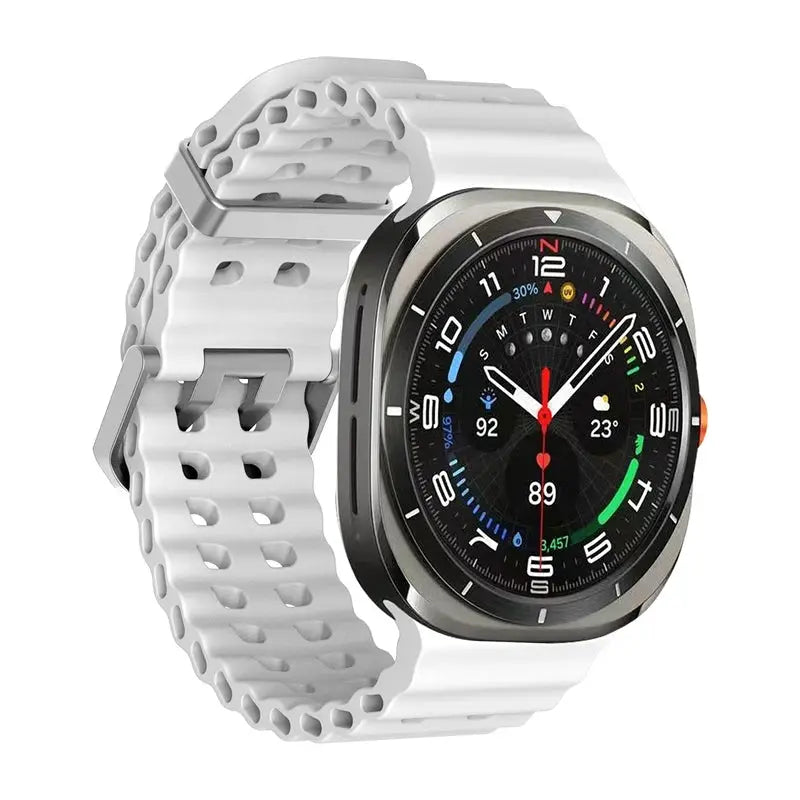 White silicone Marine Band watch strap for Samsung Galaxy Watch Ultra 47mm
