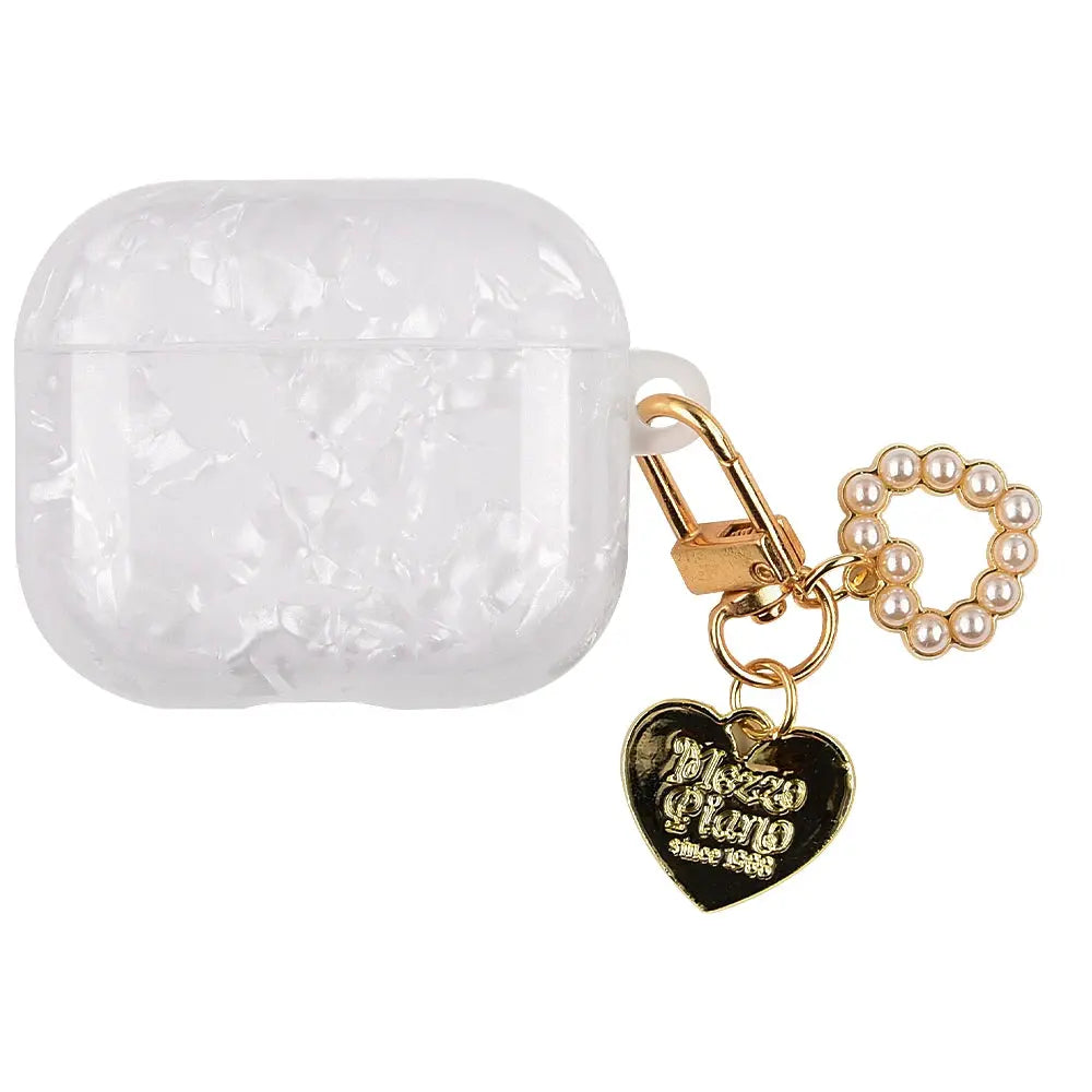 Leopard Girl AirPods Pro Case USB C 1 2 3 4 Soft Silicone Shockproof Cover With Pearl Shell Keychain
