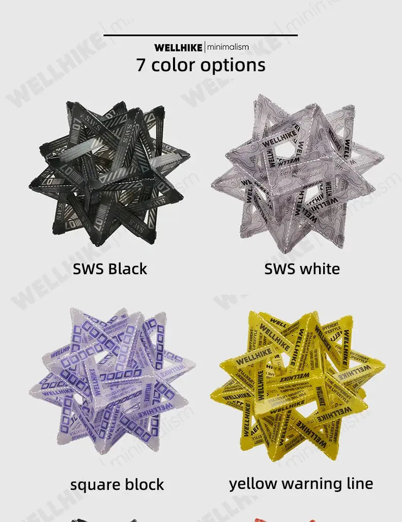 WELLHIKE outdoor star camping light shade in 4 colors: SWS Black, SWS White, square block, yellow-line — Simples Market.