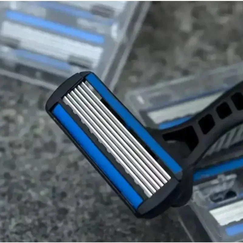Manual Safety Razor For Men And Women With Handle And Three Replaceable Blades Six Layer Stainless Steel Shaving Head