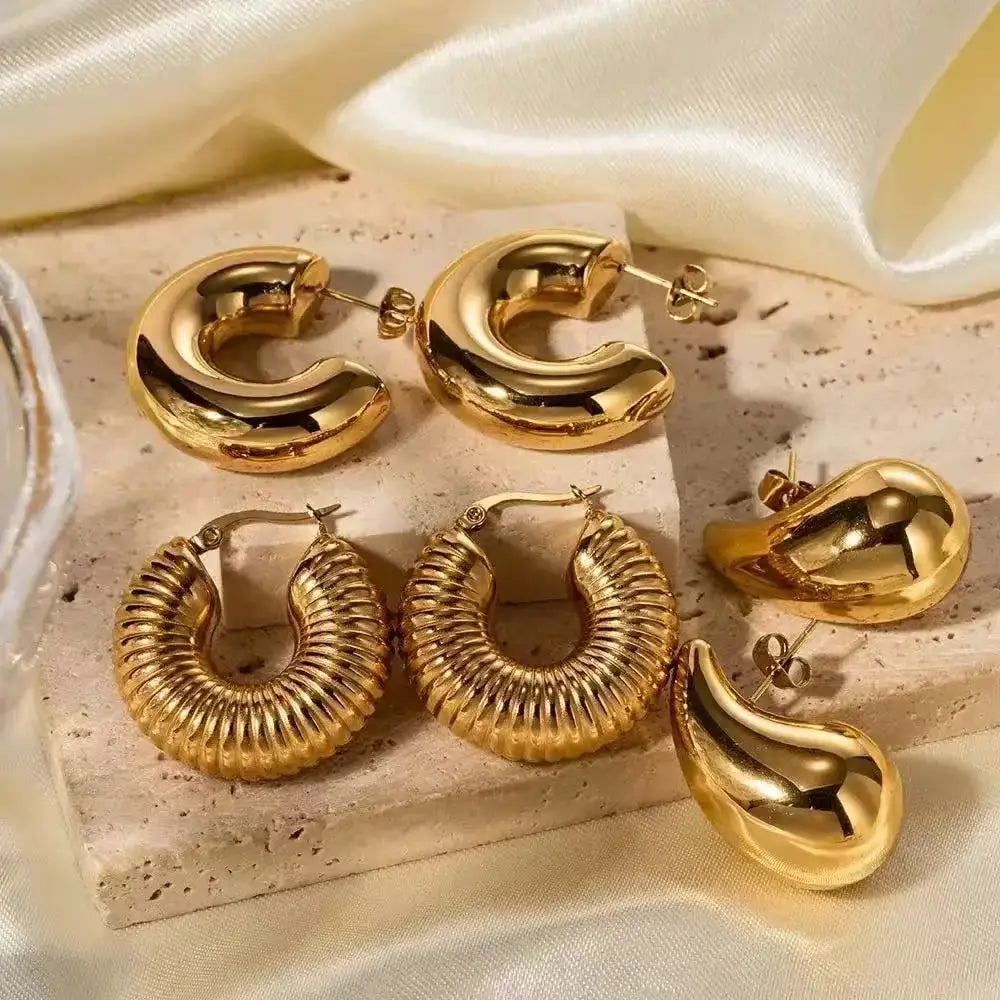 6 Piece Geometric Statement Earrings Set For Women CCB Hollow Zinc Alloy Jewelry For Daily Wear And Party