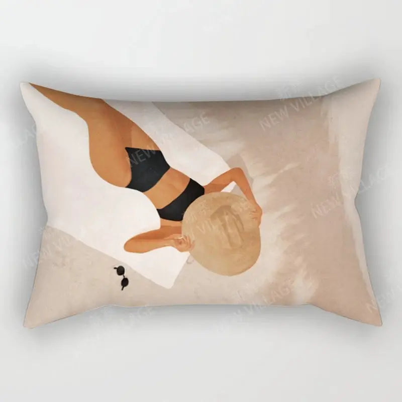 Throw pillow cover with Nordic fall abstract geometric beige design for sofa, 30x50