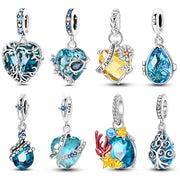New 925 Sterling Silver Charms Beads Pendants Tree of Life Turtle Gemstone Sunflower for Women Bracelet Jewelry Gift