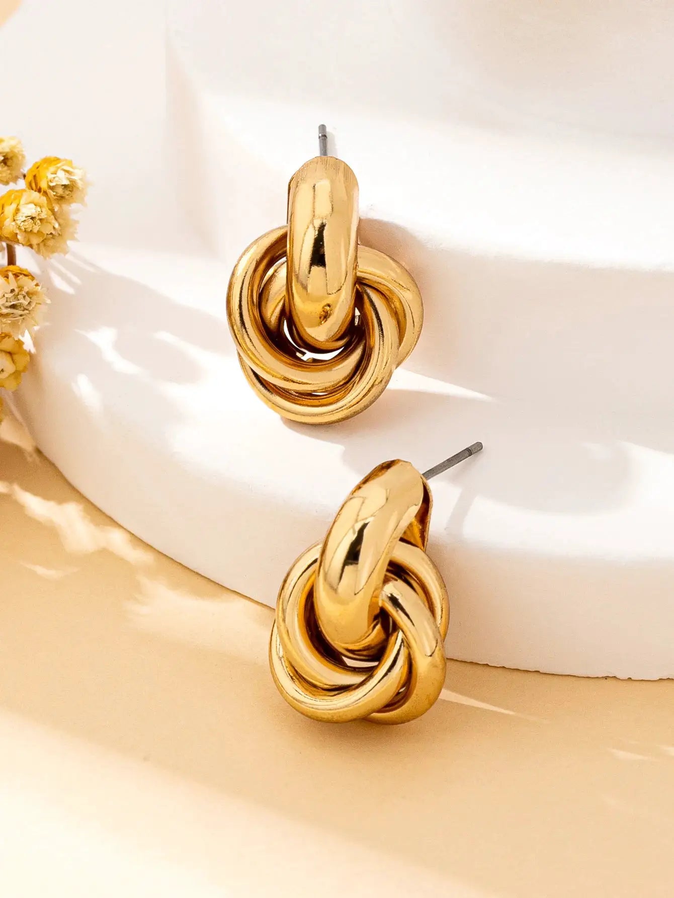 Bohemian Style Geometric Stud Earrings for Women with KC Golden Plating Iron Alloy Jewelry