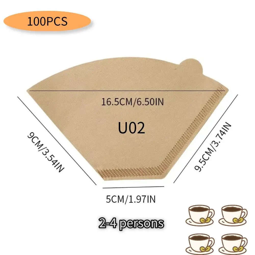 U-Shaped Disposable Coffee Filter Paper Bags Eco Friendly Hourglass Design For Optimal Coffee Extraction