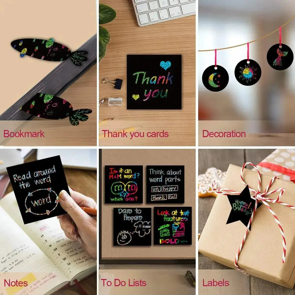 Dazzling Scratch Painting Art Kit For Parent Child Interactive Toy With Note Cards Handmade Painting
