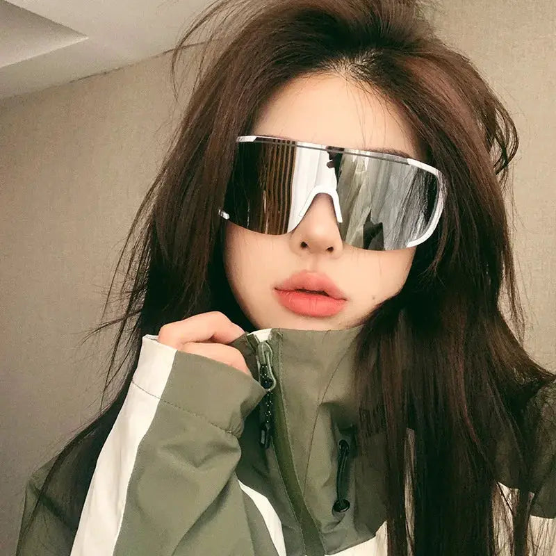 Y2K Style Cycling Sunglasses Windproof Unisex Road Riding Sports Glasses With Retro Reflective Lenses