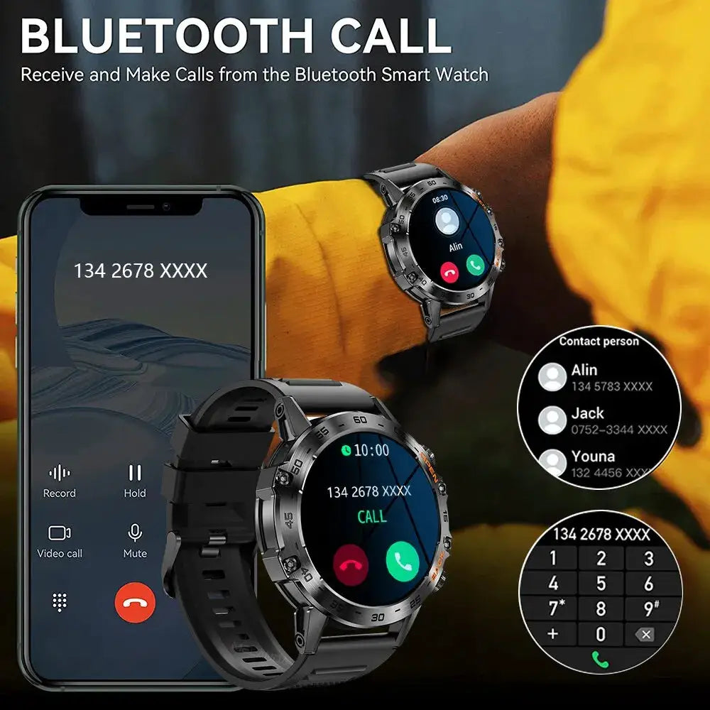 Mevaden Steel 1.39 Bluetooth Call Smart Watch MD52 IP67 Waterproof Fitness Tracker For Android iOS