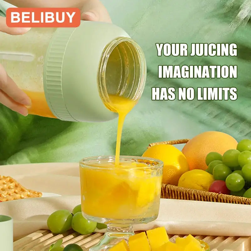 Electric juicer cup with 6 blades; 500/1300ml USB portable fruit blender by BELIBUY, Simples Market.
