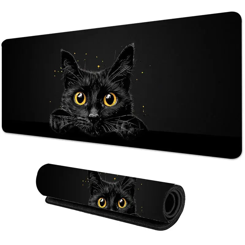 Kawaii Black Kitten Mouse Pad Large XXL Gaming Keyboard Mat for Home Office Bedroom Decor