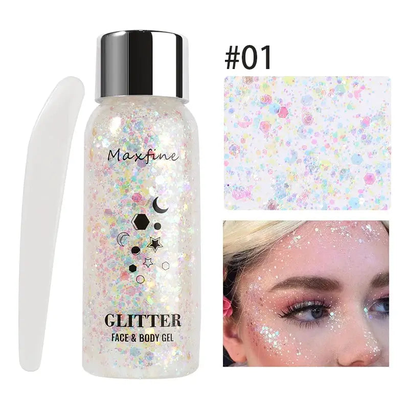 Long-Lasting Body Glitter Gel With Sequins For Face Eyes Hair Mermaid Scales Effect For Prom Party